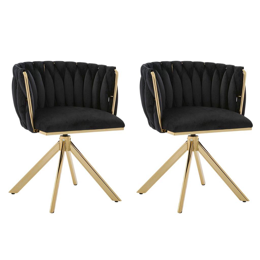 AIORBER Drehsessel aus Samt mit Metallgestell, 180° drehbar, ergonomisch, höhenverstellbar, belastbar bis 150kg, Schwarz