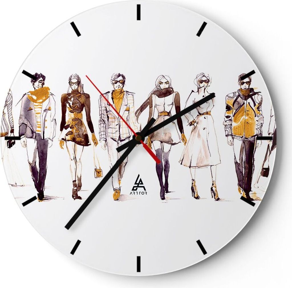 Wanduhr - Rund - Glasuhr - eleganc e Farbe weiblich Mannequins - 30x30cm - Schleichendes Uhrwerk - Lautlos - zum Aufhängen bereit - Dekoration Mod...