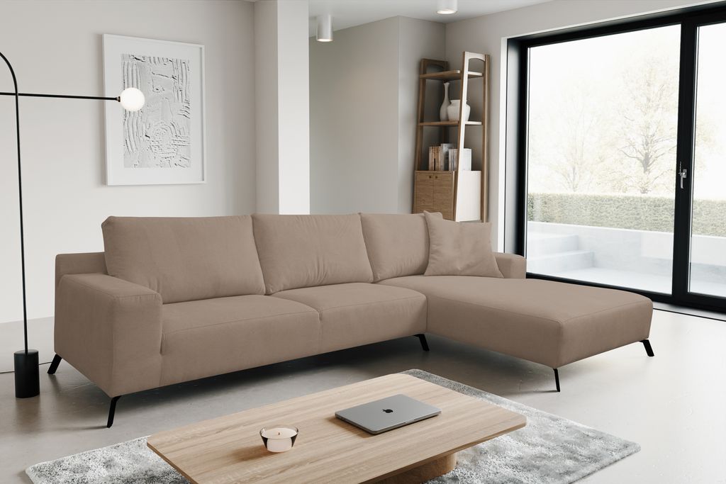 VENASI ASPEN Rechts Ecksofa ohne Schlaffunktion Sofa L Form Eckcouch Couchgarnitur Couch BRAUN