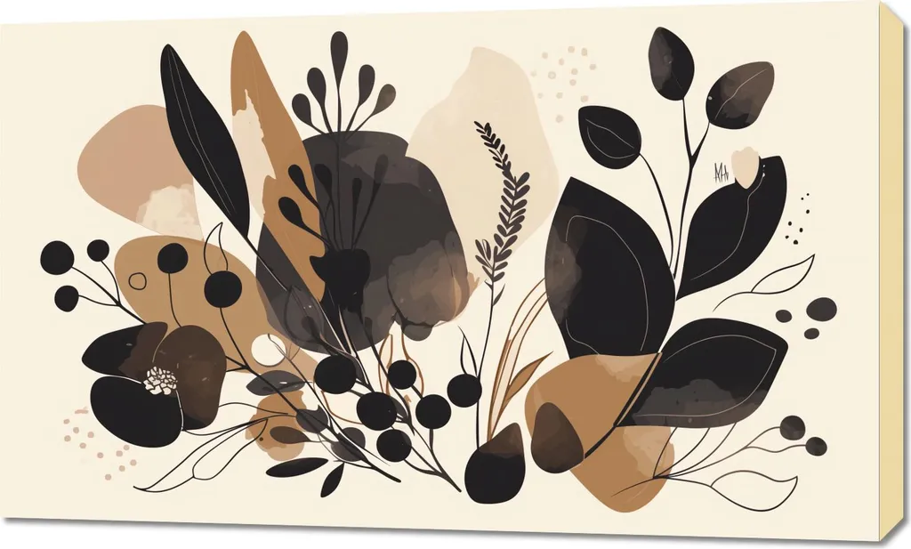 Tableau Flora 100x60 cm en Toile Premium - Design minimaliste et terre