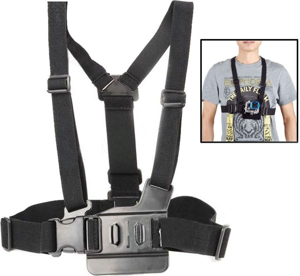 Extrem-Sport Front Brustgurt Elastischer Gürtel Schultergurt-Halterung für GoPro, Insta360, DJI Osmo & andere Action-Kameras, Farbe:Schwarz