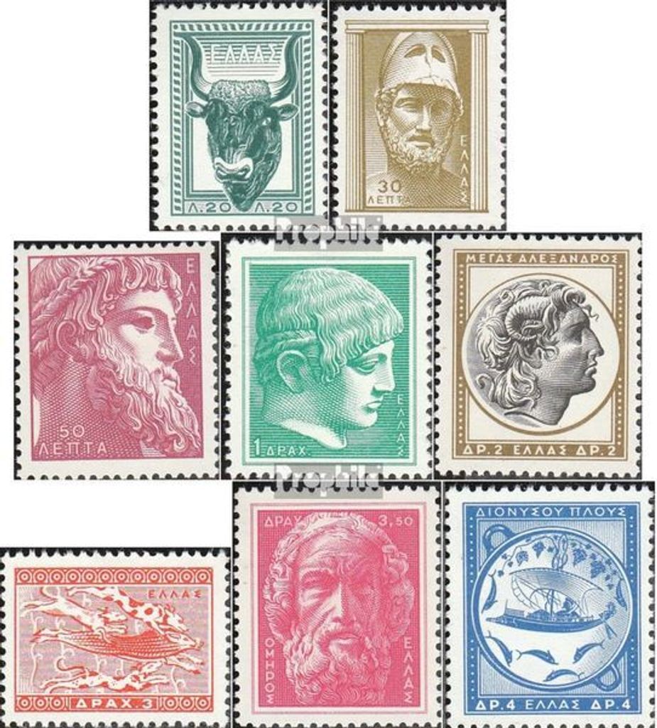 Briefmarken Griechenland 1955 Mi 624-631 (kompl.Ausg.) postfrisch Antike griechische Kunst