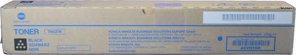 Toner noir Konica Minolta TN227K ACVH15H haute capacité pour Bizhub