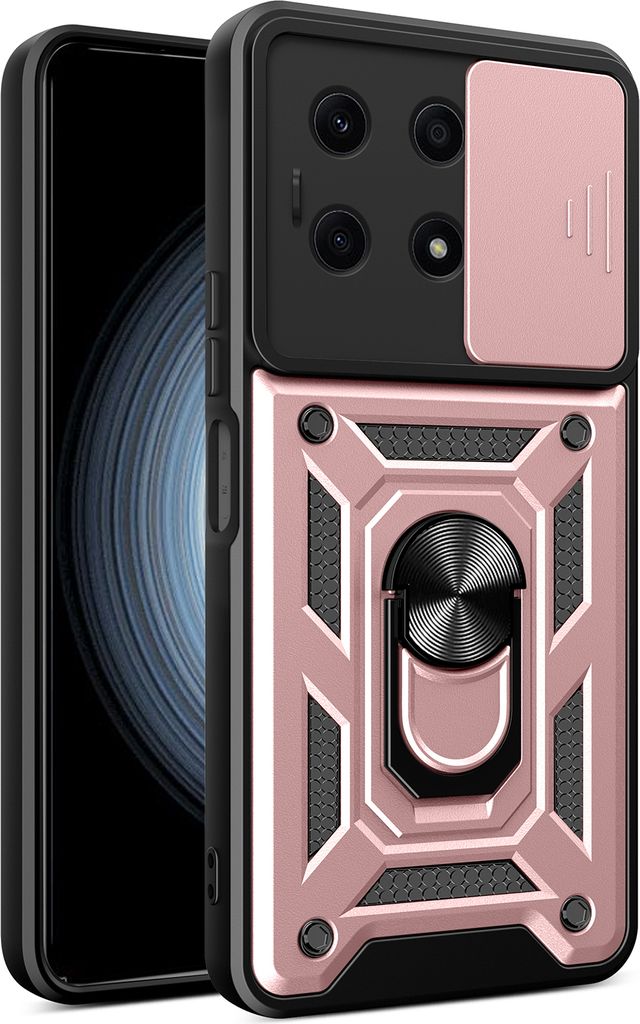 Hülle für Honor X8a mit Ring Ständer Halter Dia Kameraschutz TPU PC Hybrid Handyhülle Roségold