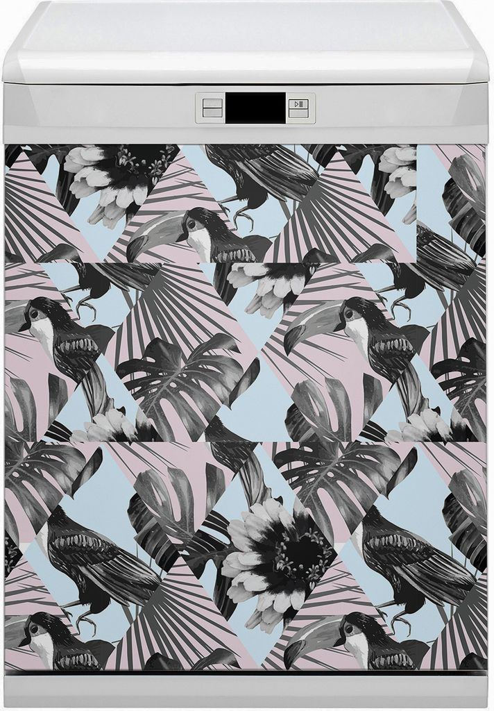 Geschirrspüle Magnet für Spülmaschine Magnetmatte Küche Magnete Dekorative 60x70 cm - Tropischer Patchwork