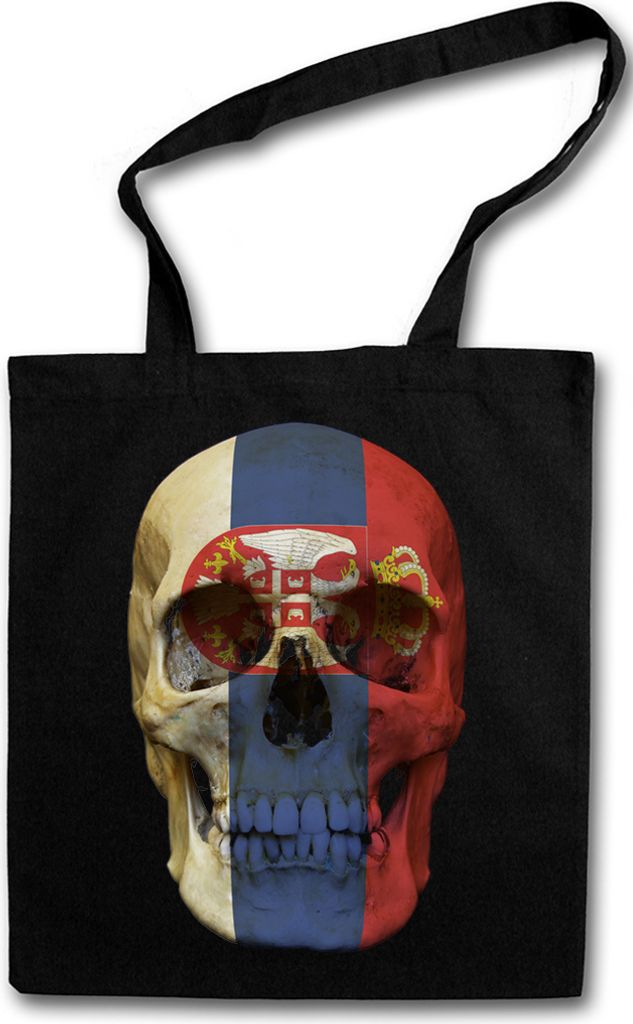 Urban Backwoods Classic Serbia Skull Flag, Stofftasche, Farbe: Schwarz