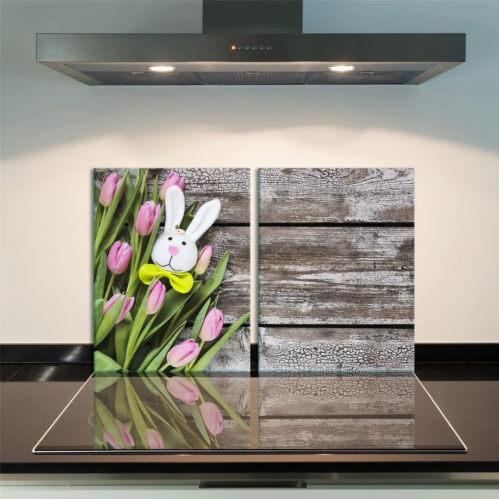 Piastra di copertura per piano cottura in ceramica 2 pezzi 2x40x52 fiori rosa copertura alzatina in vetro - 11