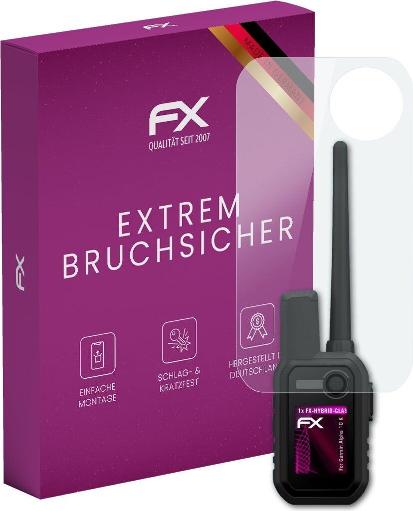 atFoliX FX-Hybrid-Glass Displayfolie kompatibel mit Garmin Alpha 10 K Glasfolie