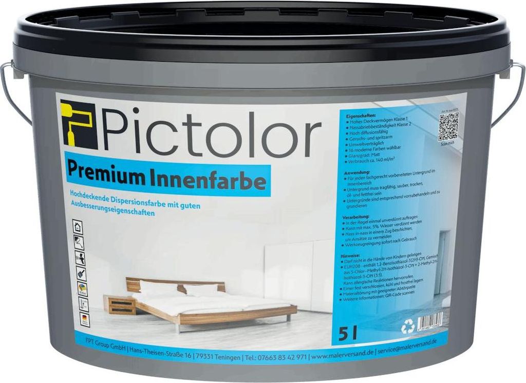 Pictolor Premium Innenweiß Wohnraumfarbe5 Liter Lazur