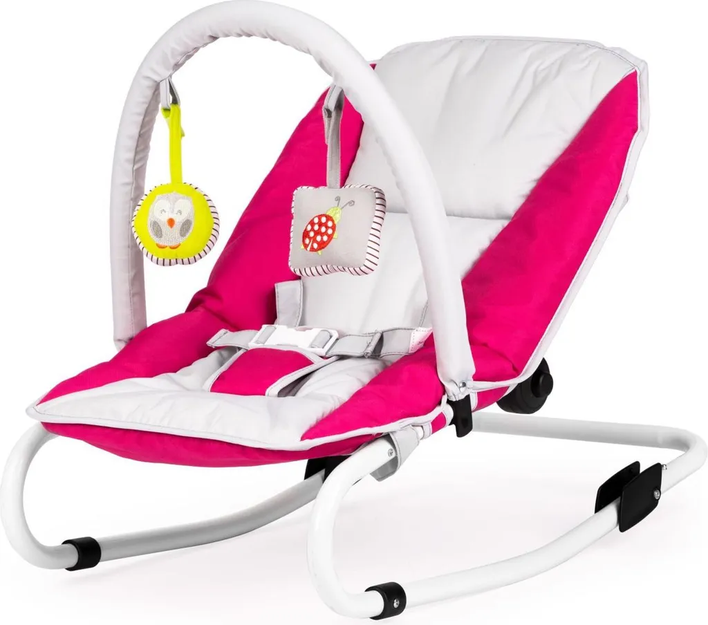 Chaise à bascule bébé nomade et compacte pour sieste et éveil rose - 4