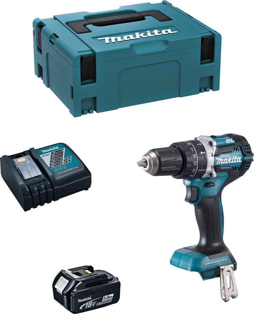 Schlagbohrschrauber MAKITA DHP484RTJ1 (1 x 5,0 Ah + DC18RC + MAKPAC 2)