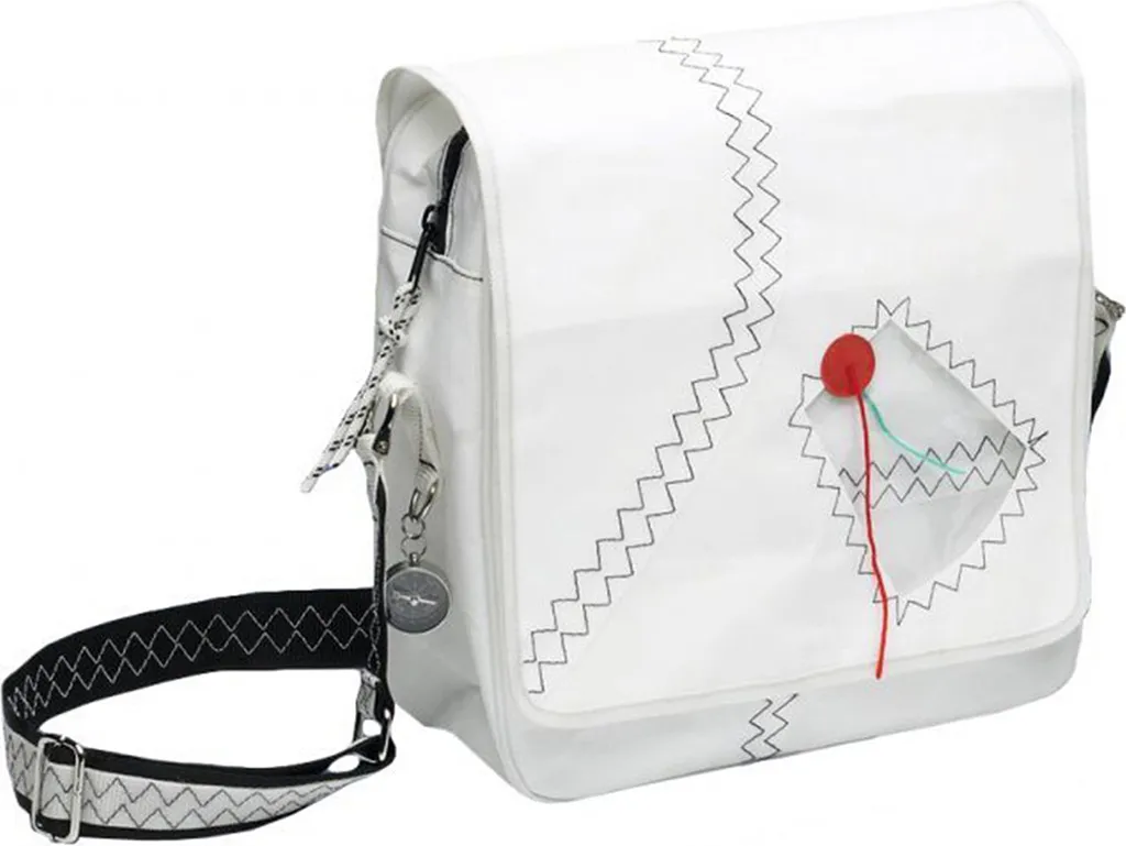 Grand sac bandoulière en toile à voile pour documents Sea Dream bicolore
