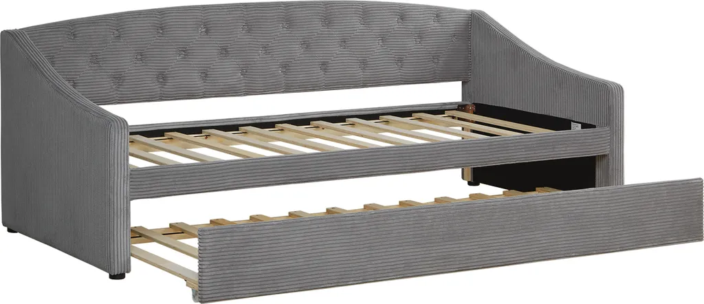 Canapé lit convertible en velours côtelé gris pour studio