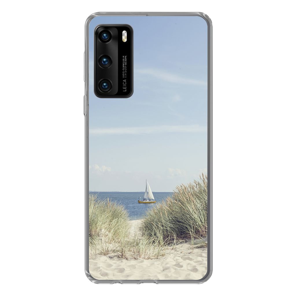 MuchoWow Handyhülle Schutzhülle Hülle für Huawei P40 Nordsee - Dünen - Boot Silikon Softcase Handy Hülle - Handytasche