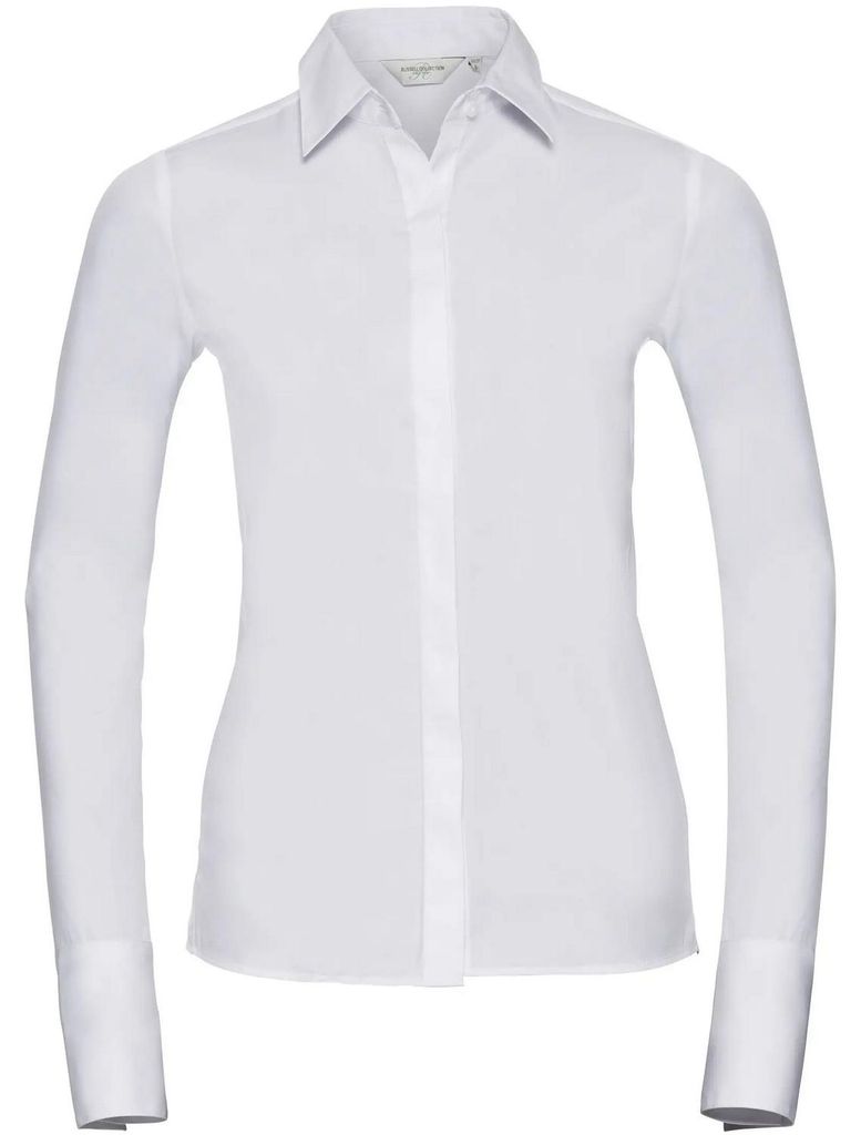 Russell Collection - "Ultimate" Hemd für Damen Langärmlig FK1929 (XXL) (Weiß)