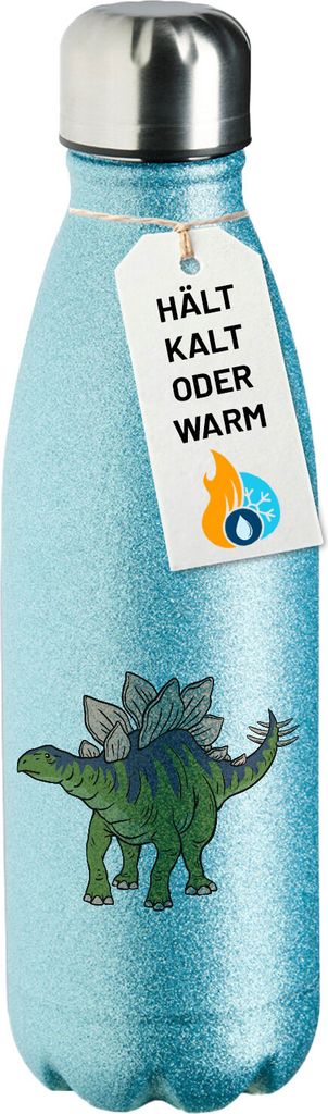 Huuraa Trinkflasche Stegosaurus Dinosaurier 500ml Blue Edelstahl Wasserflasche Trinkflasche Geschenkidee