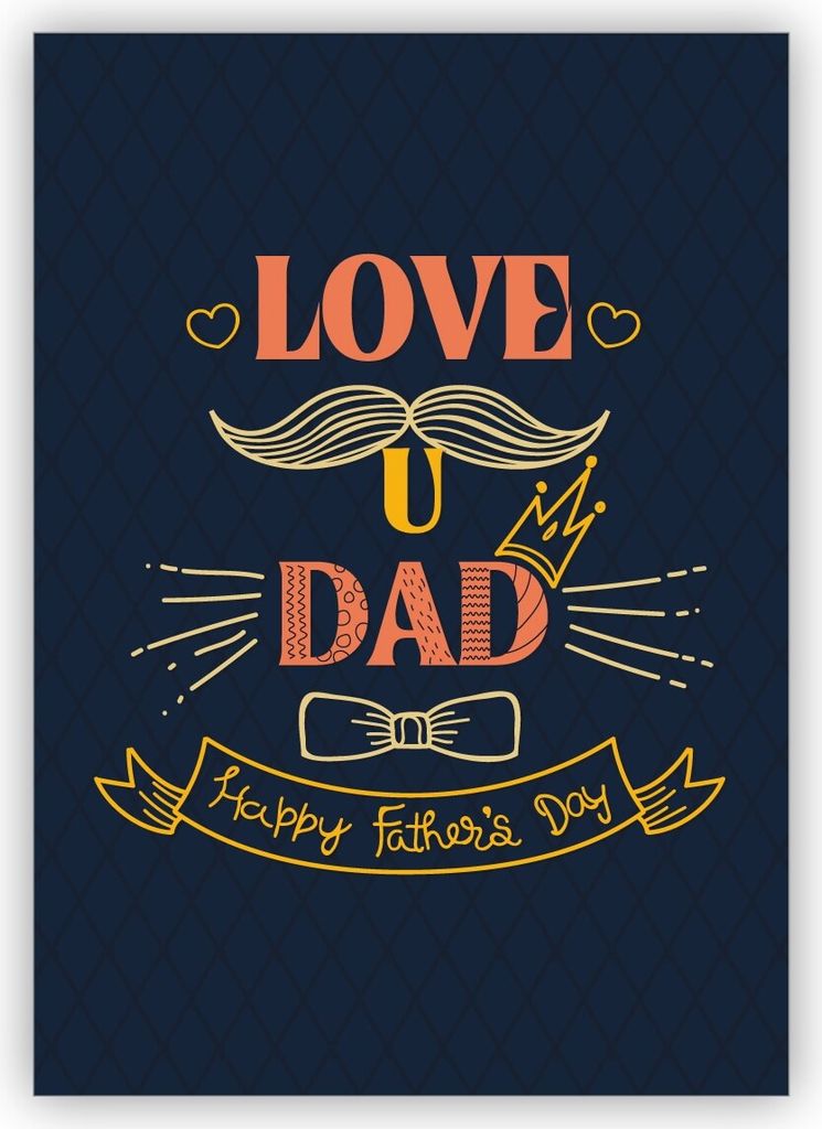 4x Nette Retro Vatertagskarte: Love u Dad Happy Father's Day