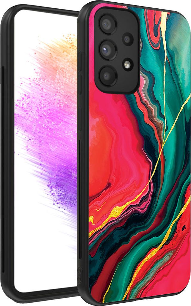 Smartphonica Telefon Fall geeignet für Samsung Galaxy A73 5G mit rot grün Marmor Print - TPU Backcover Fall rot grün Marmor Design