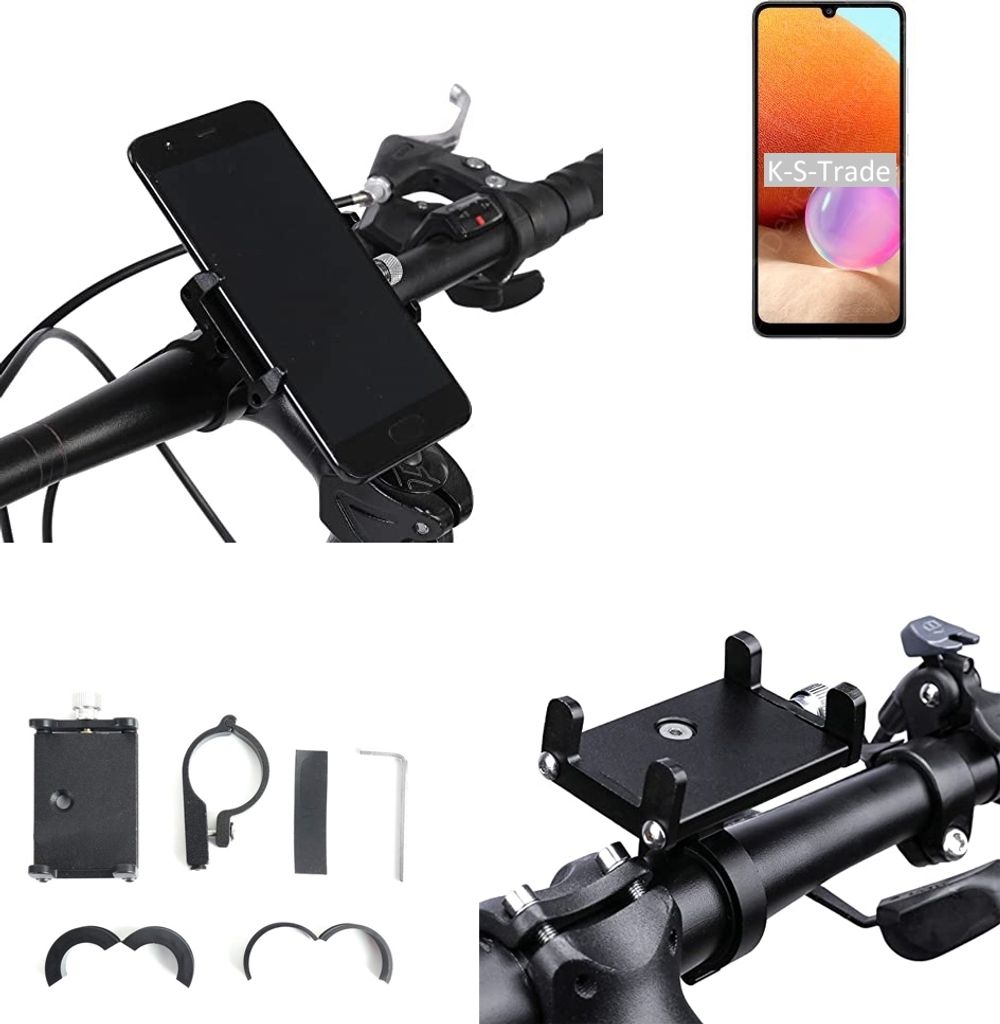 K-S-Trade Handyhalterung für das Fahrrad kompatibel mit Samsung Galaxy A32 Halter Lenkstange Fahrradhalterung Motorrad Bike Mount Befestigung