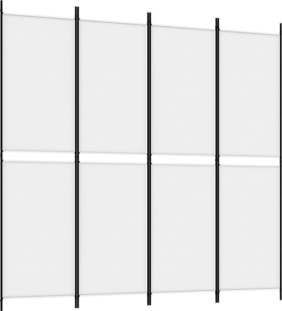 vidaXL 4-tlg. Paravent Weiß 200x200 cm Stoff