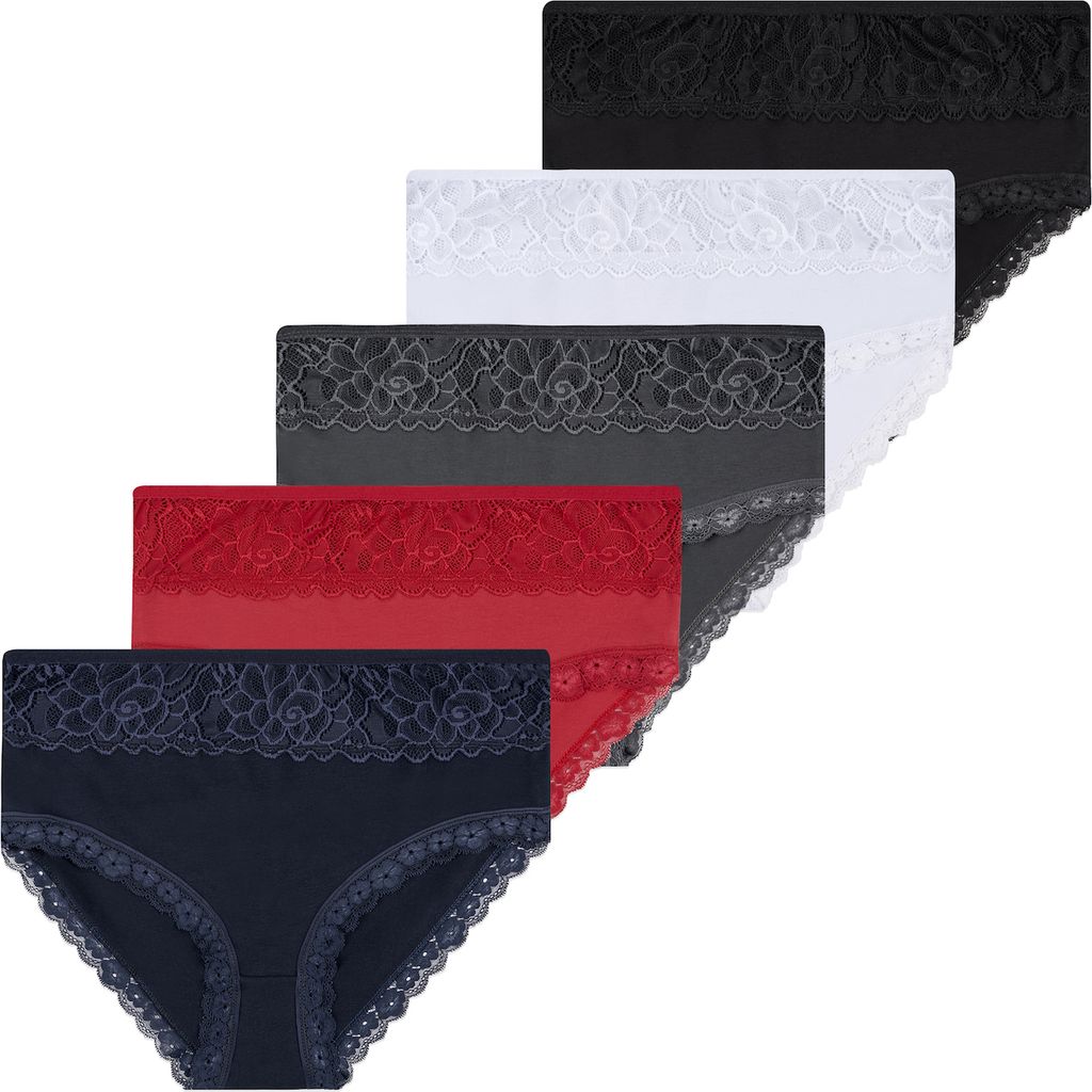 5er Set Taillen Slips - Spitze - Bunt Produktbild 