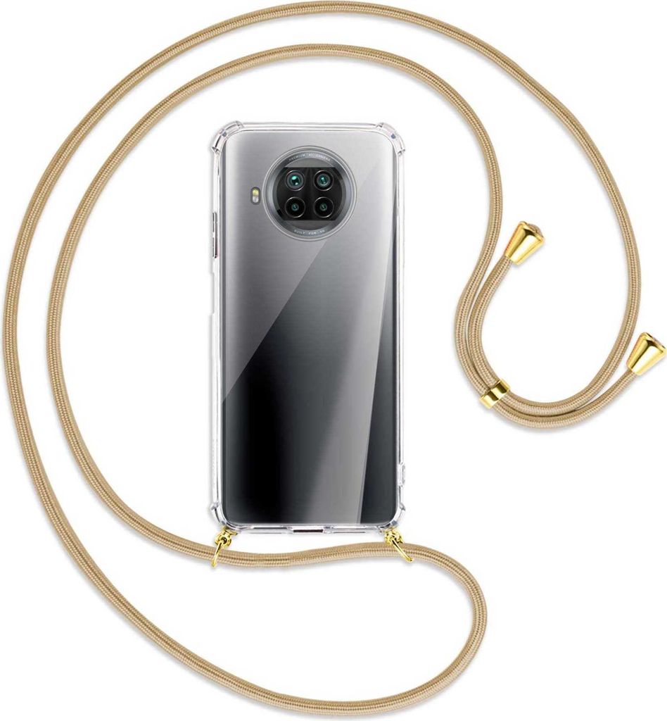 Handykette Backcover-Schutzhülle mit Band (Metall goldfarben) für Xiaomi Mi 10T Lite 5G - caramel