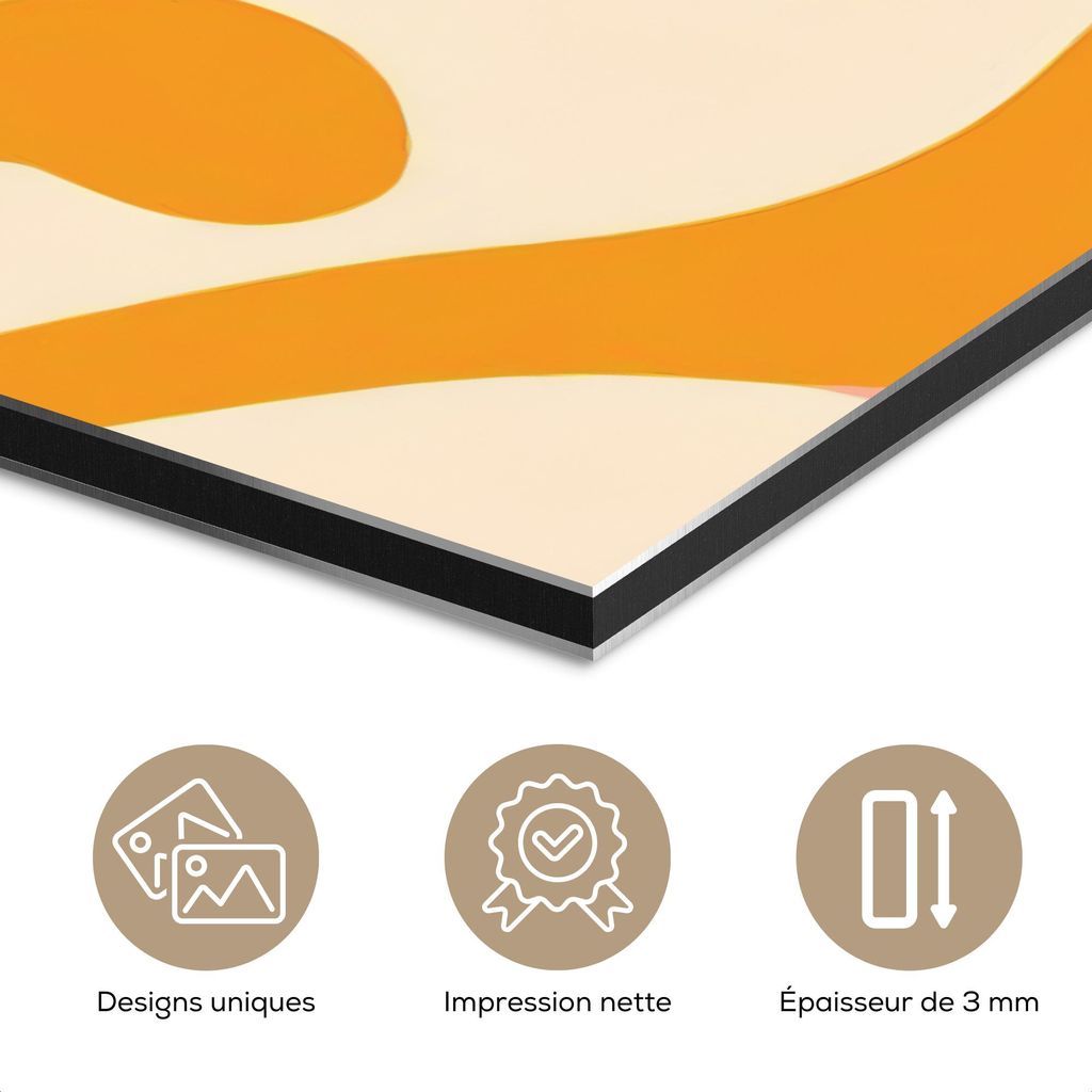 MuchoWow Wanddekoration Metall Metallbild Wandkunst 30x40 cm Abstrakt - Gewellt - Orange MuchoWow Aluminium Gemälde - Bilder