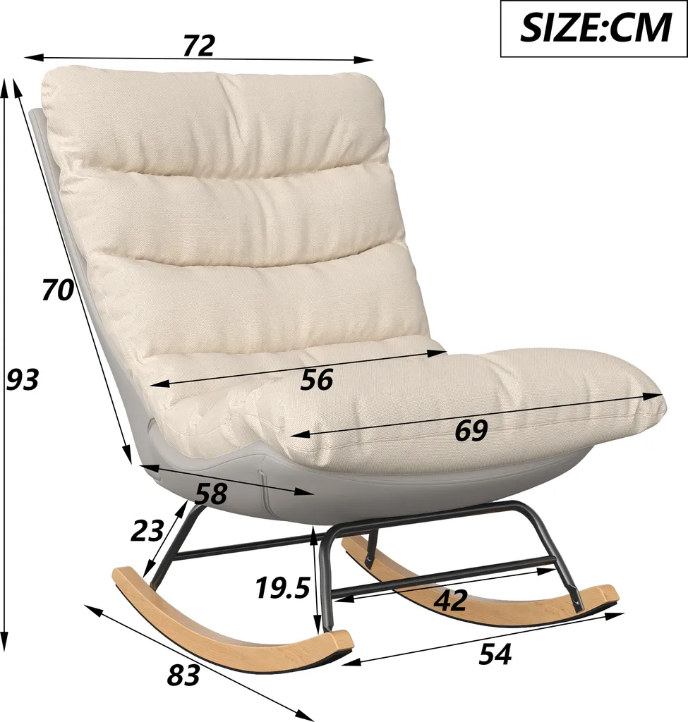 Poltrona a Dondolo per Studio e Ufficio: Lino e Design Bicolore - 5