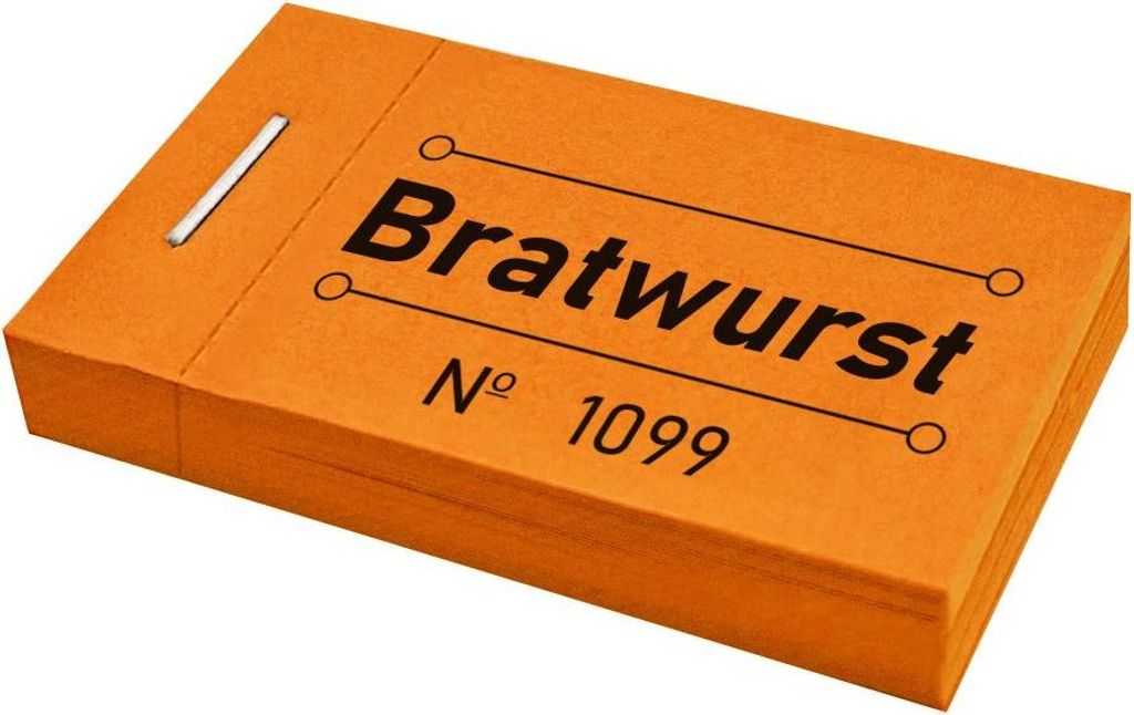 CombiCraft Wertmarken Block 'Bratwurst' Orange - 5 Blöcke mit 50 Wertmarken pro Block