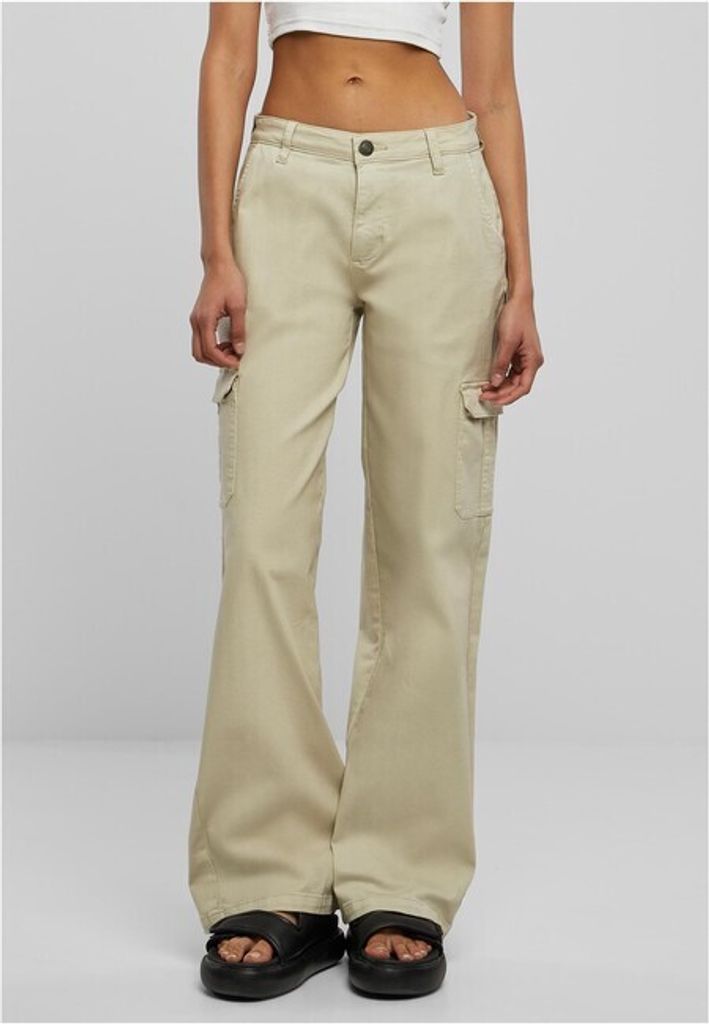 Urban Classics - Damen High Waist Straight Denim Cargohose OFFWITHE RAW W27
