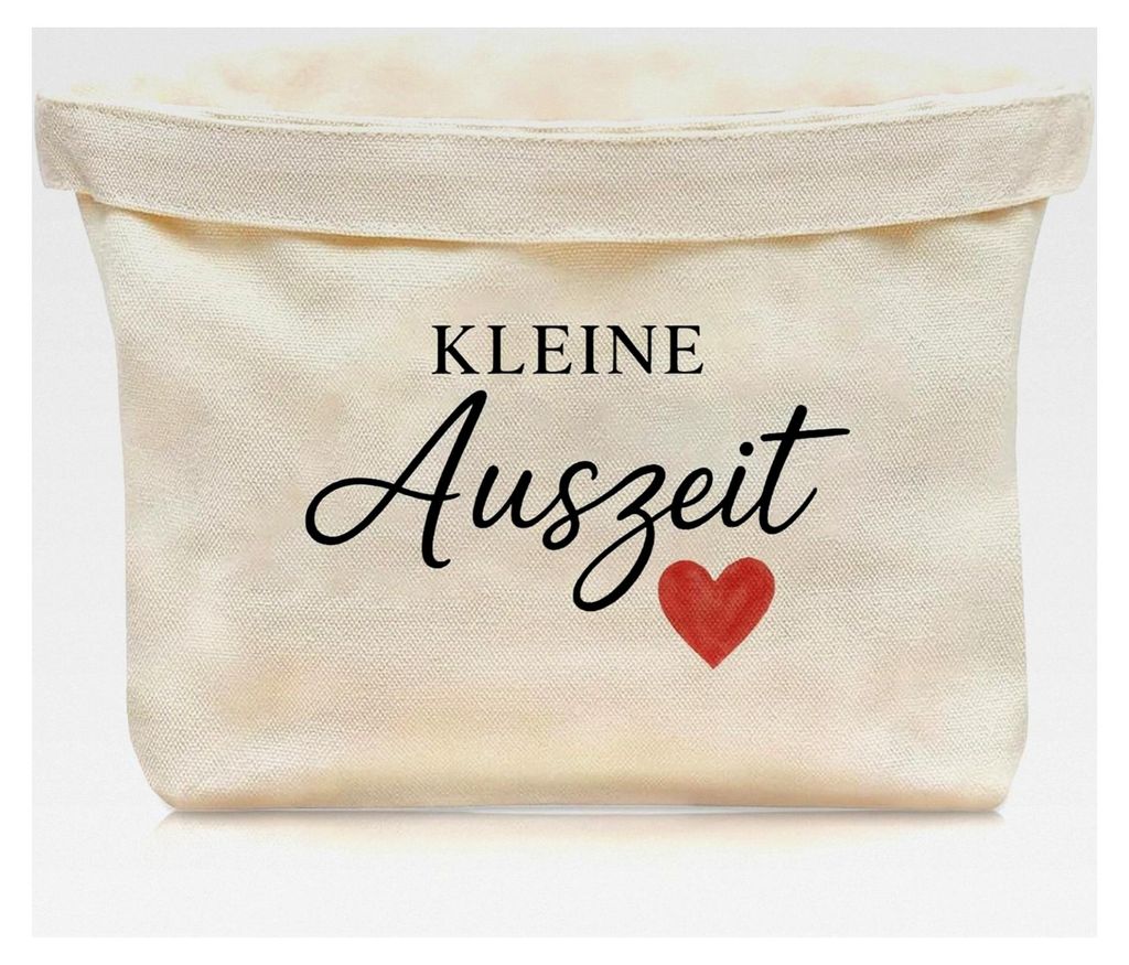 Geschenkkorb für Frauen, Kleine Auszeit Geschenk mit schönem Druck und Herzmotiv, praktischer und wiederverwendbarer Canvas Korb als Entspannungs...