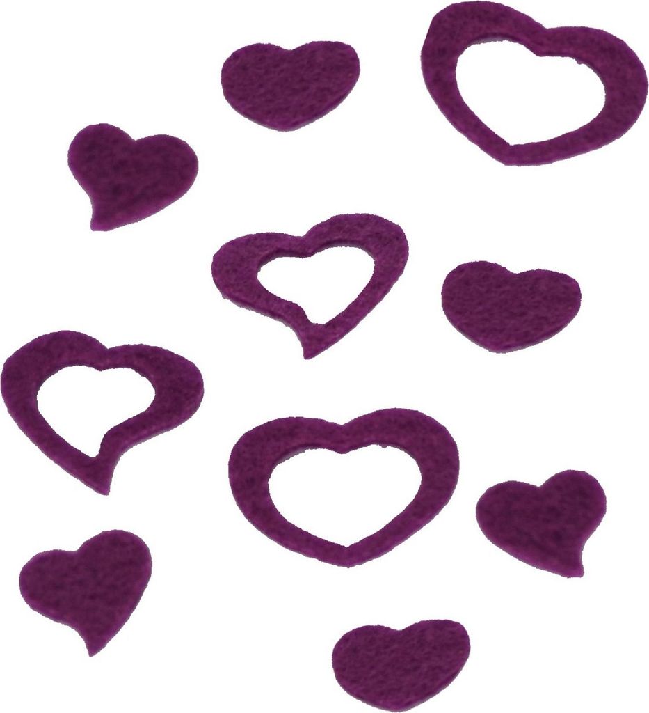 HERZEN aus FILZ. 5gr. Ca 50 x Herz. 2-3cm. LILA
