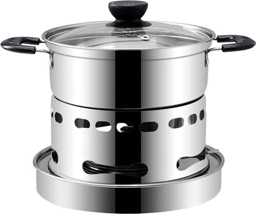 Outdoor-Edelstahl-Alkoholkocher mit Topf Tragbarer Brenner Rostfrei Anti-Korrosions-Kochen Barbecue Camping Wandern Picknick