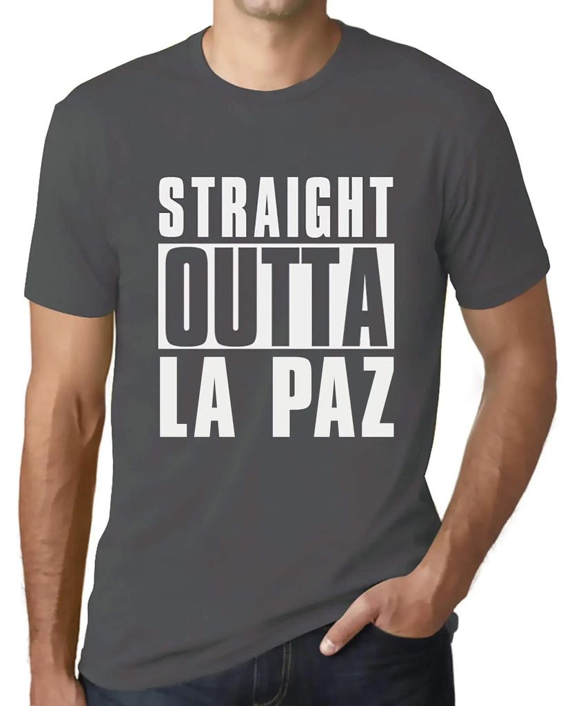 Herren Grafik T-Shirt Direkt aus la paz – Straight Outta La Paz – Öko-Verantwortlich Vintage Jahrgang Kurzarm Lustige Druck Geburtstag Geschen...