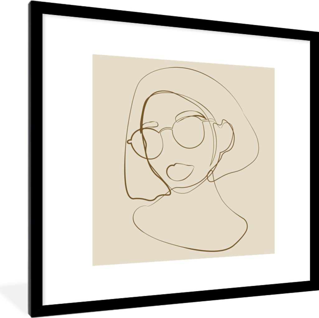 MuchoWow Gerahmtes Poster Frau - Linienkunst - Minimalismus 40x40 cm - Poster mit Schwarzem Bilderrahmen Wandposter Rahmen Foto Bilder - Poster -...