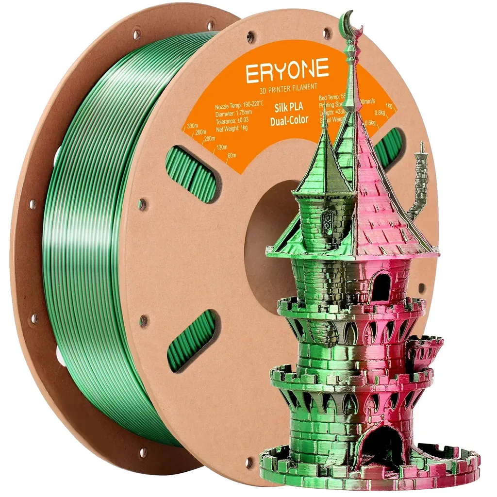 Filament 3D bicolore rouge vert 3kg pour prototypage rapide