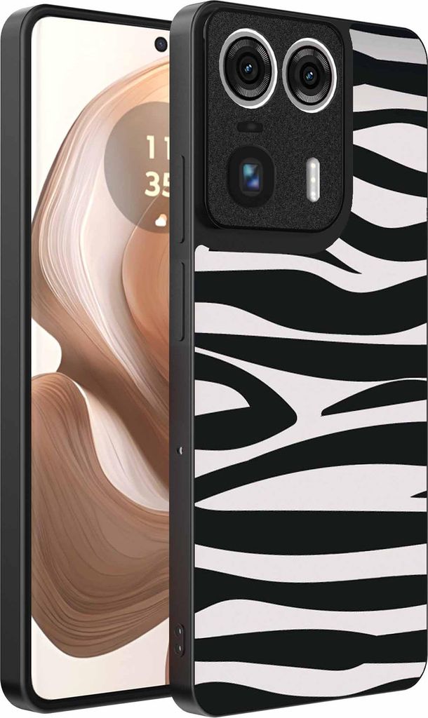 Geeignet für Motorola Edge 50 Ultra Phone Fall mit Zebra-Druck - TPU zurück Abdeckung Fall Zebra-Design - Schwarz Weiß - Smartphonica