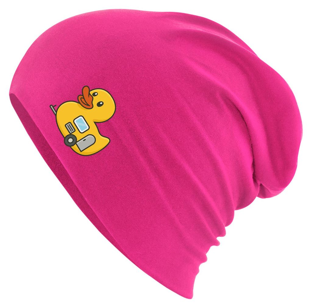 Huuraa Beanie Quietscheente Camper Gummiente Wohnwagen Fuchsia One Size Baumwolle und Elasthan Mütze Geschenkidee