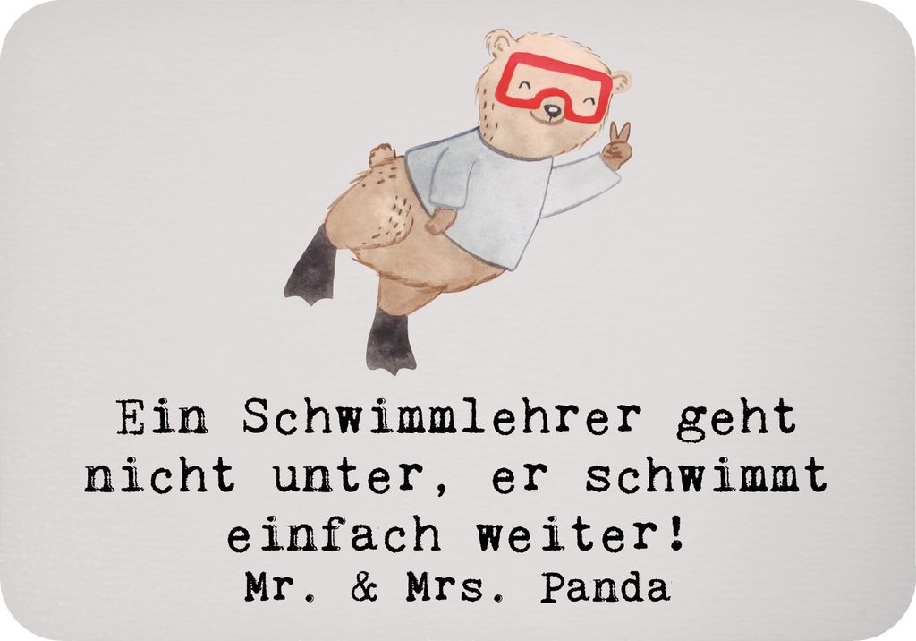 Mr. & Mrs. Panda magnet Schwimmlehrer Motivation - Grau Pastell - Geschenk, Schwimmer, whiteboardmagnet, Lehrer, Sicherheit im Wasser, kreative Ges...