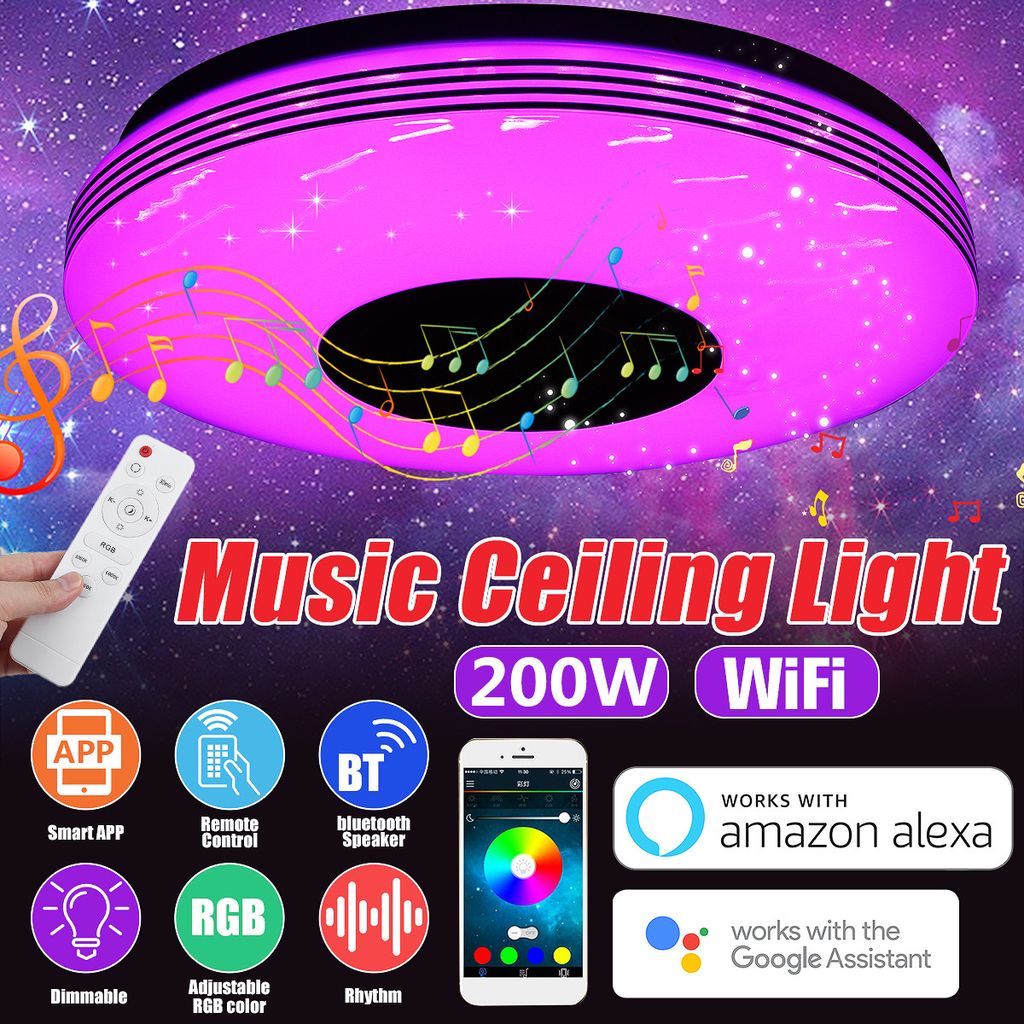 50CM 200W RGB LED Deckenleuchte Dimmbar Musik Sternenlicht bluetooth Deckenlampe 