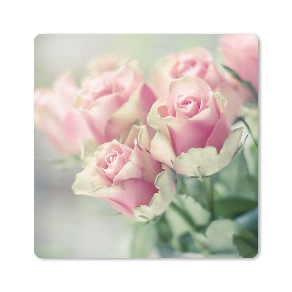 MuchoWow Mauspad Mousepad Rosa Rosen leuchten im hellen Sonnenlicht 20x20 cm - Mousepads - Maus Mat - Pad - Mausunterlage - Desk Mat - Bureauarti...