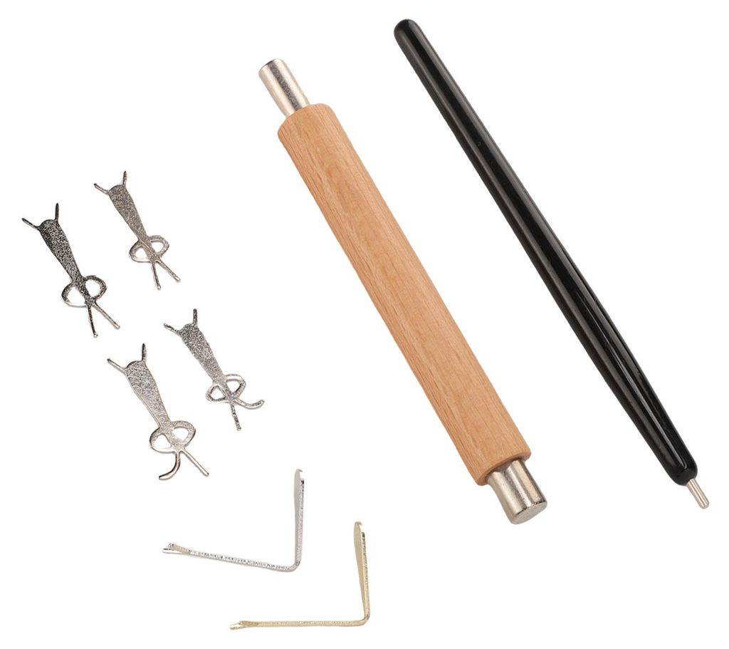 Nagelmagnet-Set: Multifunktionaler Nagelmagnet mit Holzgriff und Führungen in Herz- und Hasenform