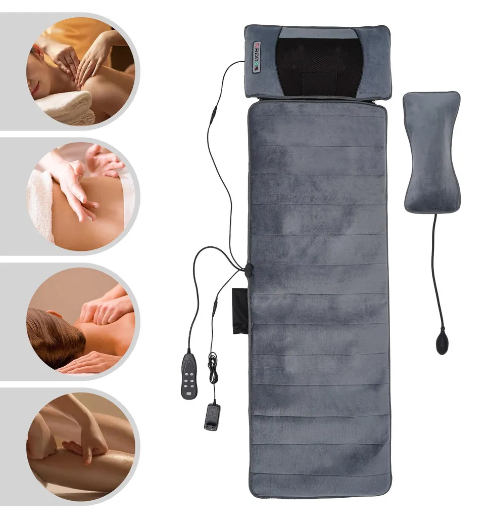 Coussin massant chauffant gris avec appui cervical détachable modulable - 5