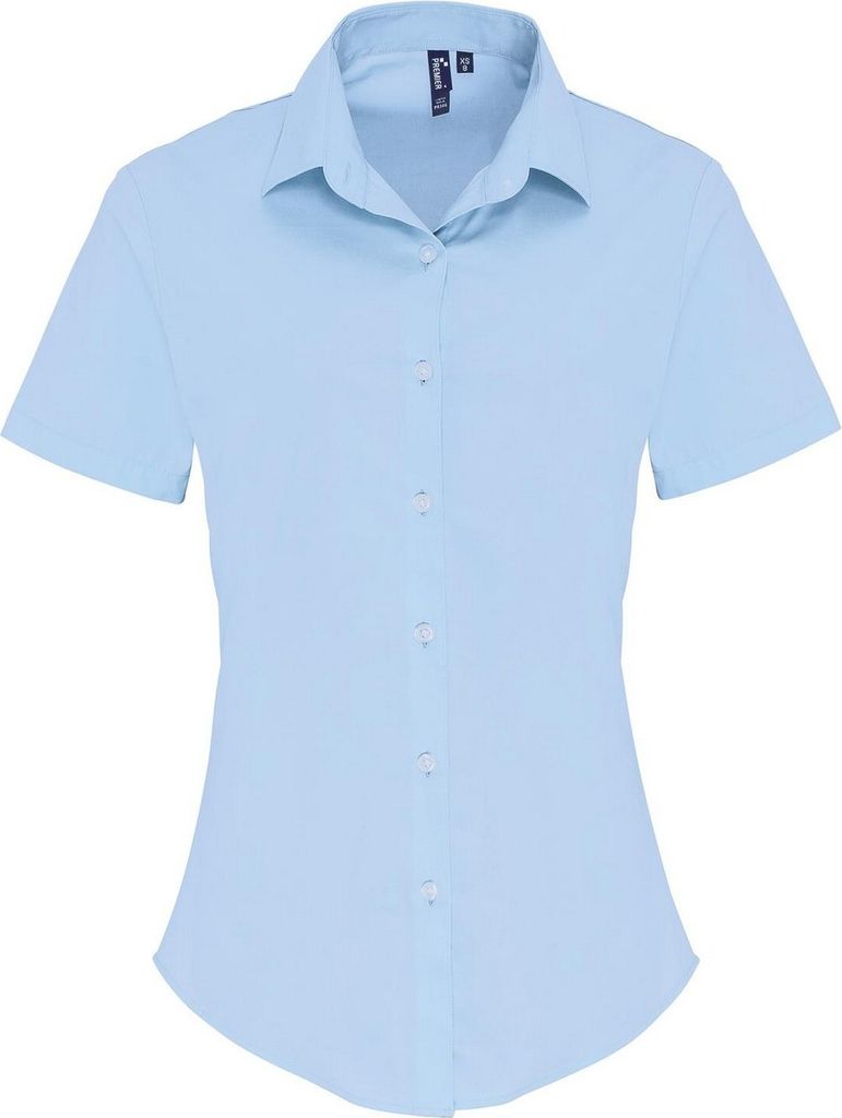 Premier - Formelles Hemd für Damen kurzärmlig PC5841 (L) (Blassblau)
