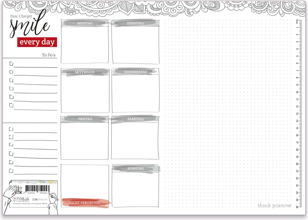 Schreibtischunterlage Papier XXL DIN A3 Wochenplaner To Do Liste Schreibtisch