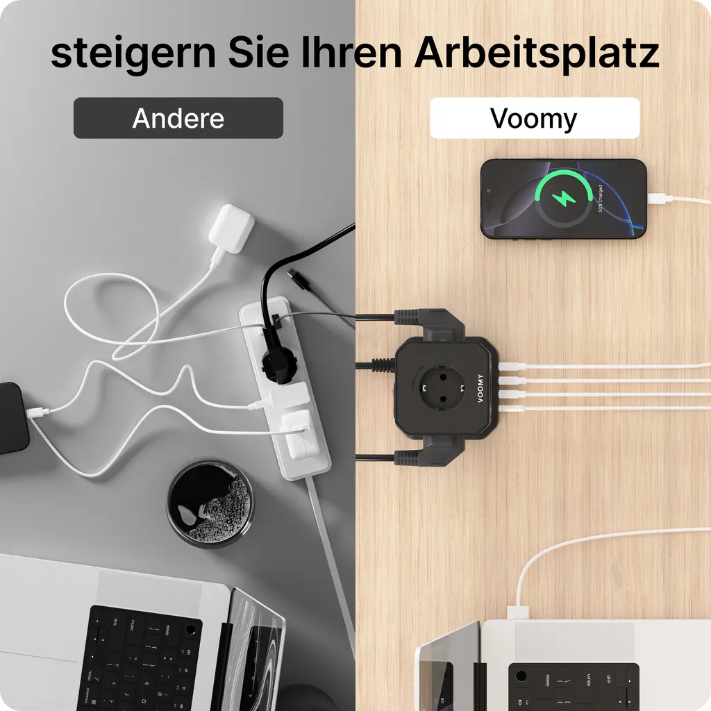Multiprise USB Cube Design avec Interrupteur et Protection Surtension