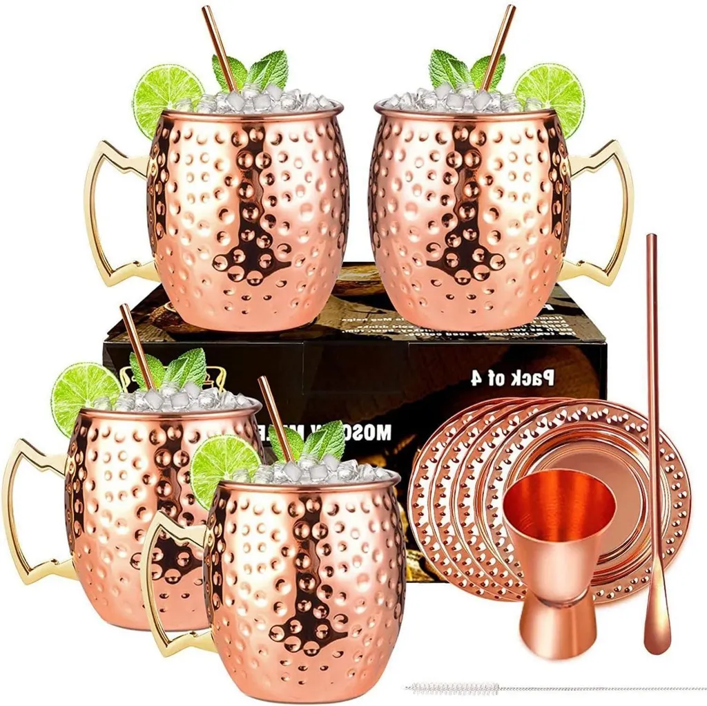 Set Regalo Moscow Mule 4 Tazze Rame LIVEHITOP - Idea Natale Originale
