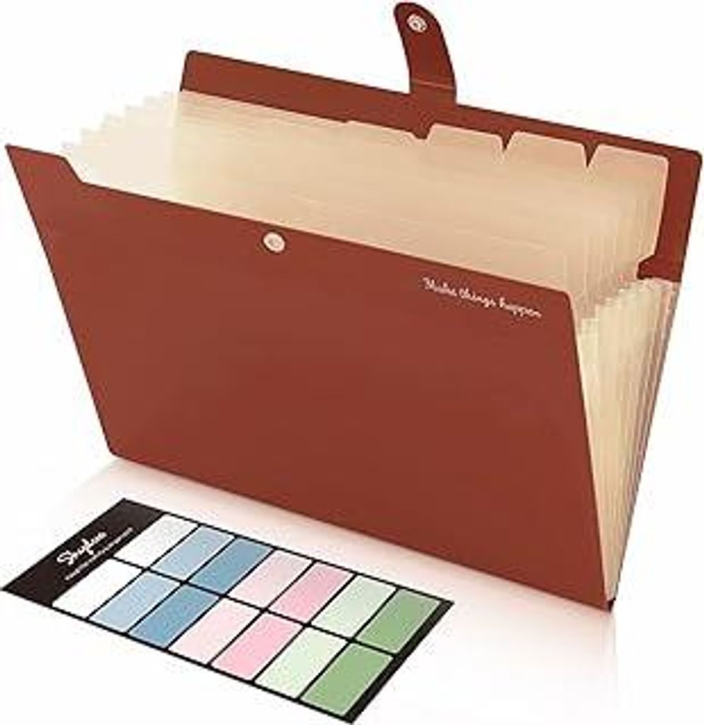 SKYDUE Dokumentenmappe A4, Mappe Mit 8 Fächern, Fächermappe A4 Mit Etiketten, Tragbar Ordnungsmappe Mappen Ordnersystem, Document Folder Für Zuh...