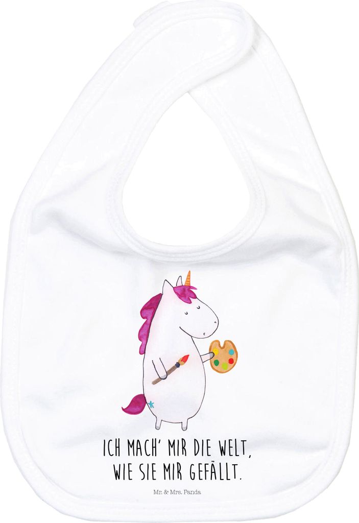 Mr. & Mrs. Panda Lätzchen Einhorn Künstler - Weiß - Geschenk, Malen, Englisch, Babylätzchen, Einhörner, Schlabberlätzchen, Schlabberlatz, Wel...