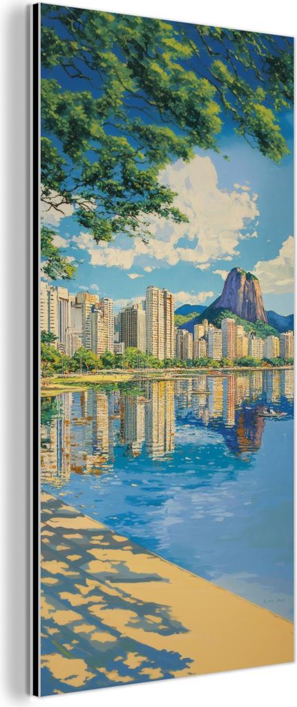 MuchoWow Wanddekoration Metall Metallbild Wandkunst 40x80 cm Berg - Skyline - Strand - Wasser MuchoWow Aluminium Gemälde - Wanddekoration - Indust...